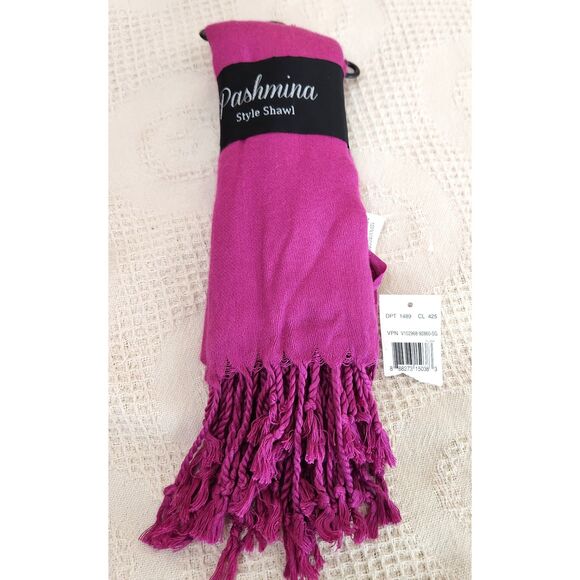 Pashmina Style Wrap Shawl Fuchsia Pink 100% Viscose New Unworn Boho Chic Scarf - Picture 3 of 5